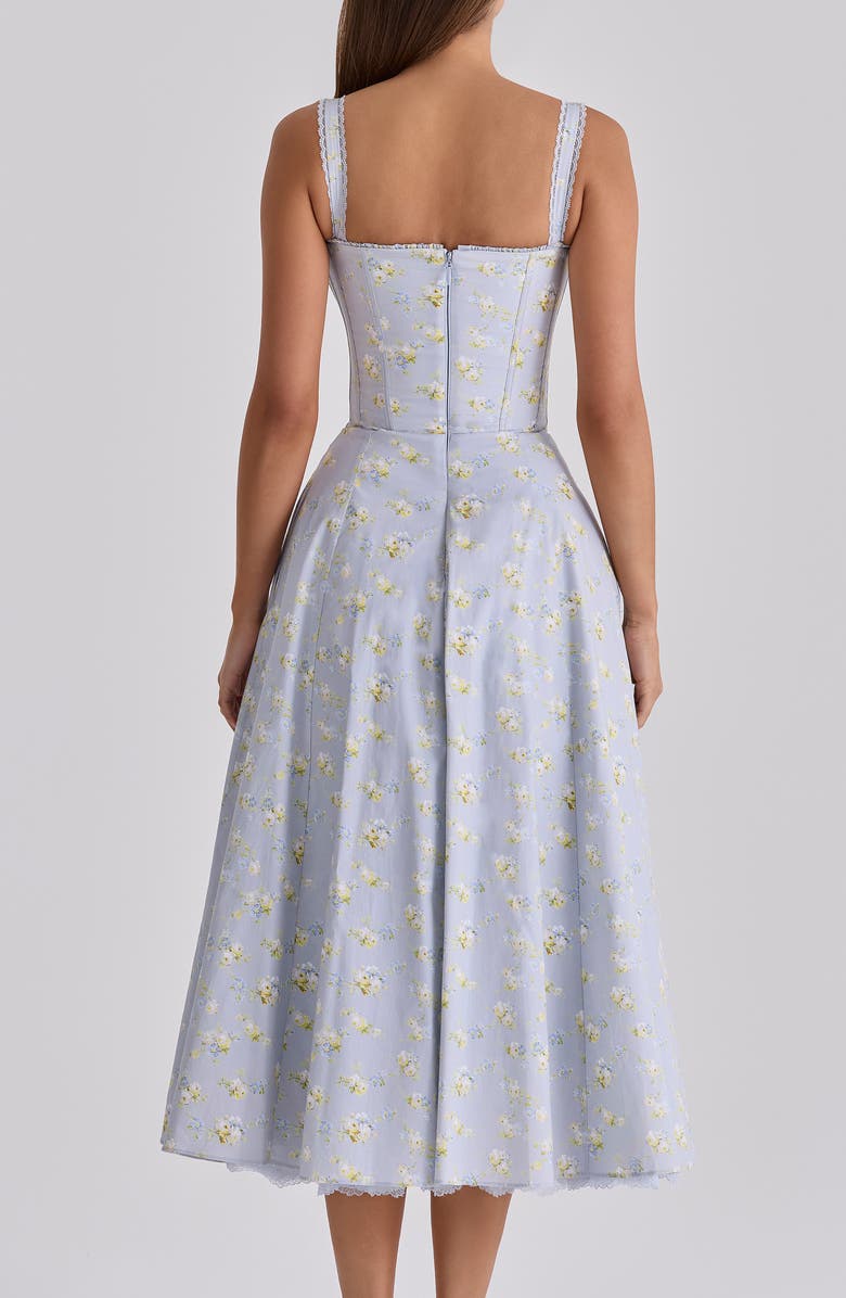 HOUSE OF CB Rosalee Floral Stretch Cotton Petticoat Dress, Alternate, color, Blue Wildflower