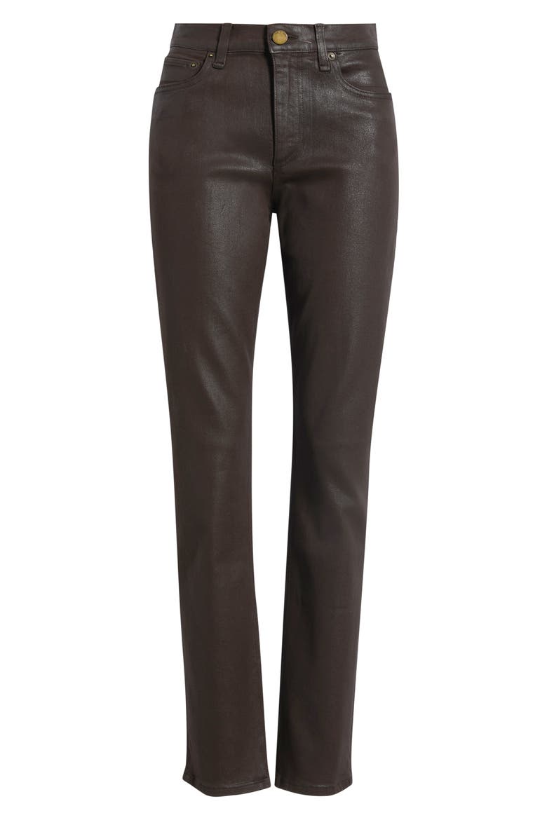 Flexi Wren High Waist Slim Jeans, Main, color, COATED BROWN