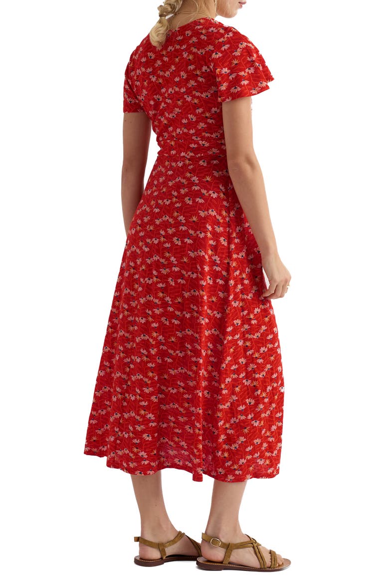Chateaux Floral Organic Cotton Midi Dress, Alternate, color, ECHINACEA STEMS TOMATO