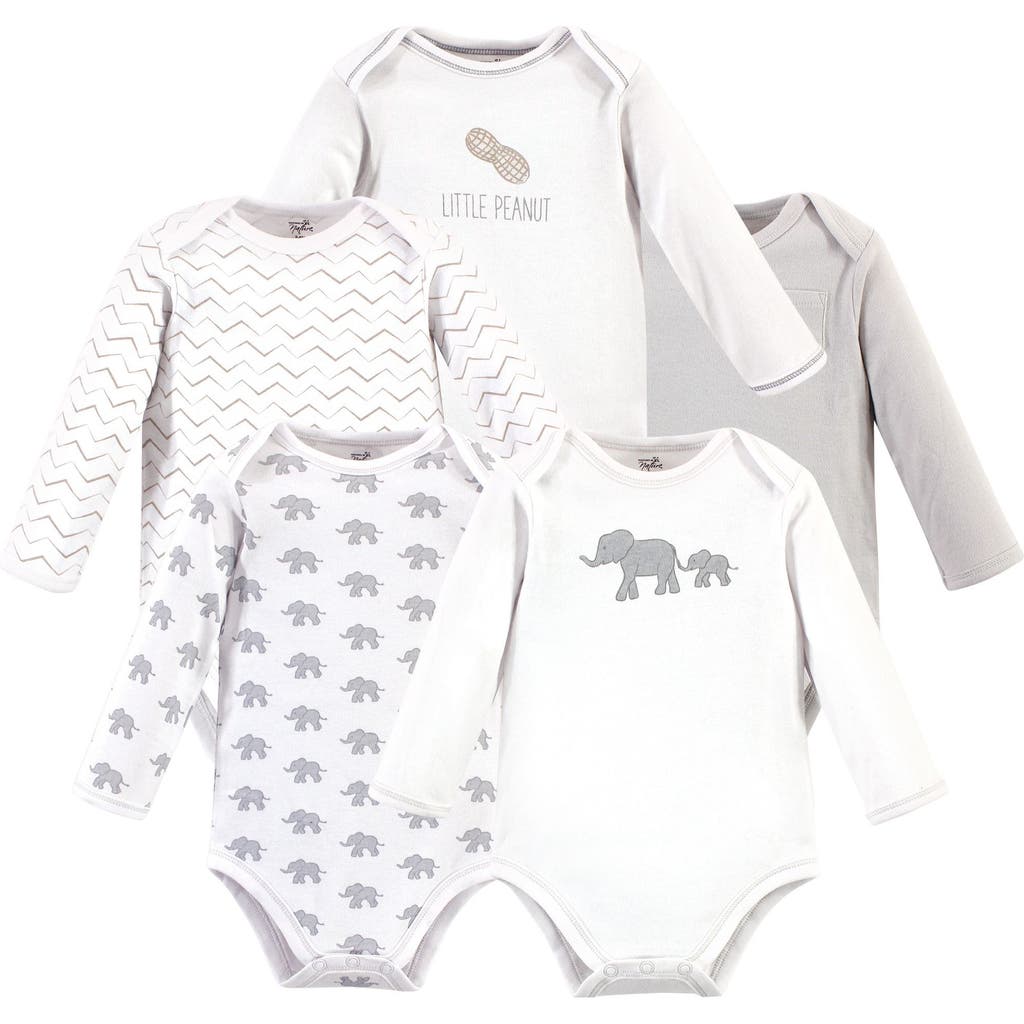 Touched By Nature Organic Cotton Long-sleeve Bodysuits In Multi