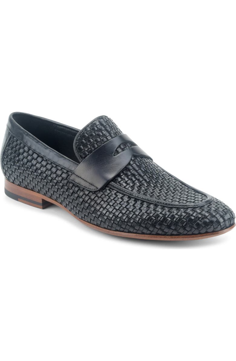 Warfield & Grand Auclair Woven Penny Loafer, Main, color, Black