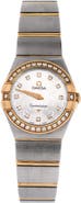 Pre-Owned Omega Constellation Quartz Watch Stainless Steel and Rose Gold with Diamond Bezel and Markers 30