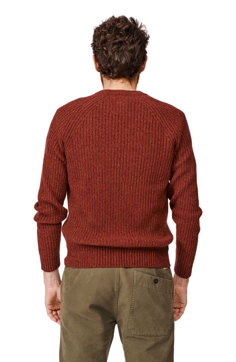 Aubin Ray Fisherman Rib Crew Neck Sweater, Alternate, color, Rust Mix