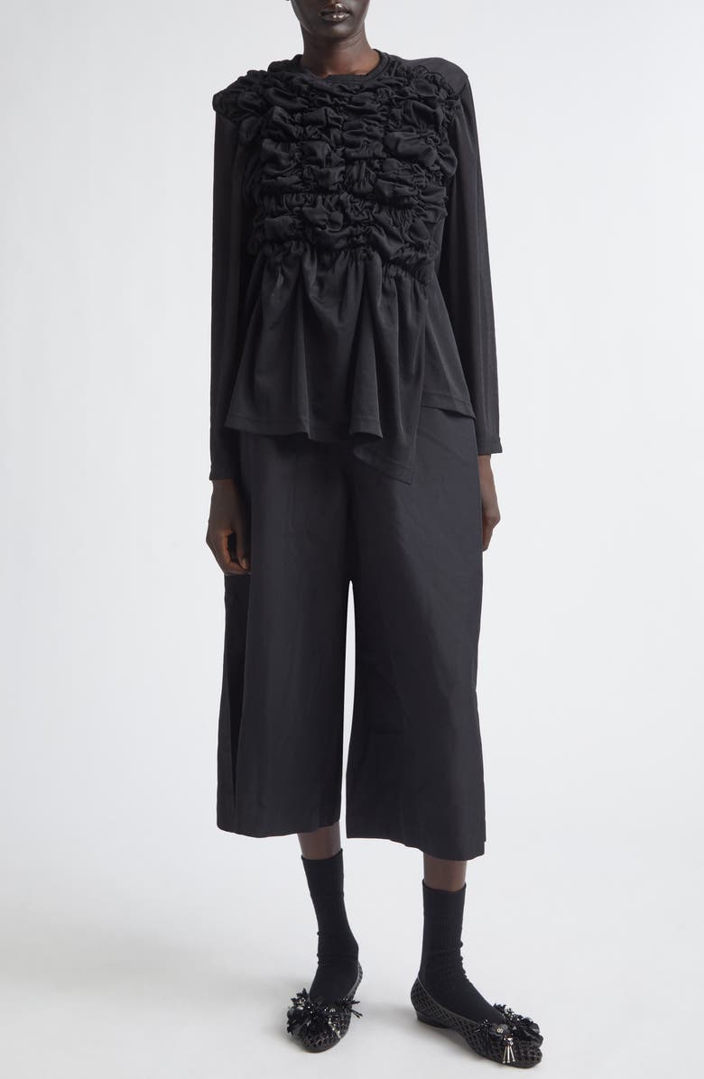Comme des Garçons Comme des Garçons Gathered Ruffle Top, Alternate, color, Black