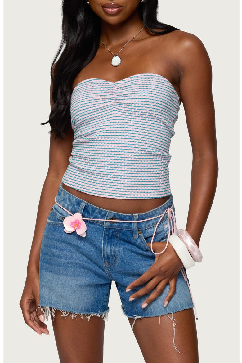 Veranda Stripe Textured Knit Tube Top, Main, color, PINK