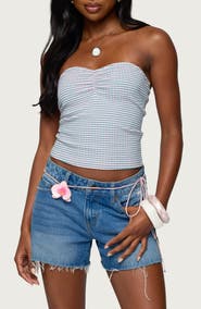 EDIKTED Veranda Stripe Textured Knit Tube Top