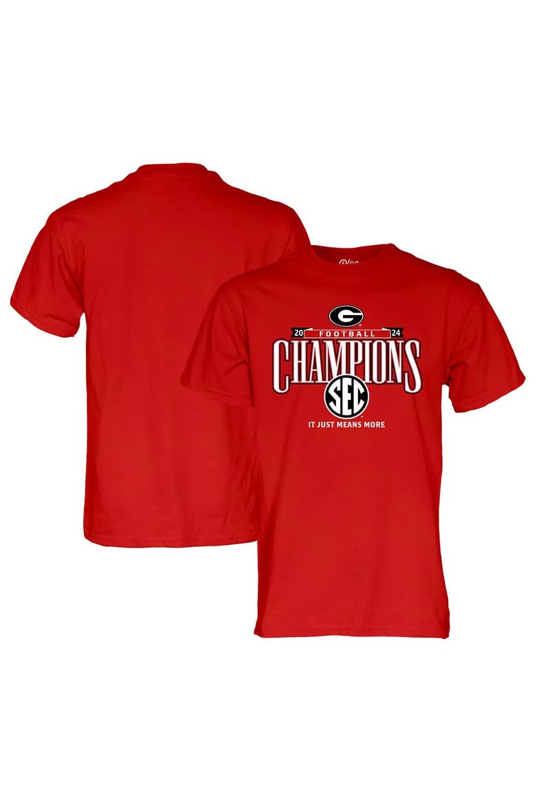 Men's Blue 84 Red Georgia Bulldogs 2024 SEC Football Conference Champions Locker Room T-Shirt, Alternate, color, Red
