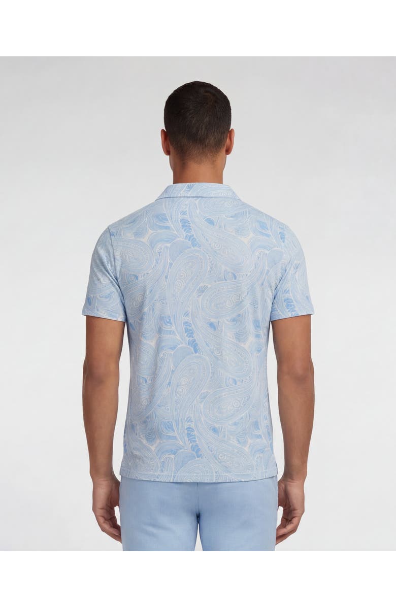 Lords of Harlech Marakesh Paisley Mens Wool Johnny Collar Polo, Alternate, color, Marakesh Paisley Teal