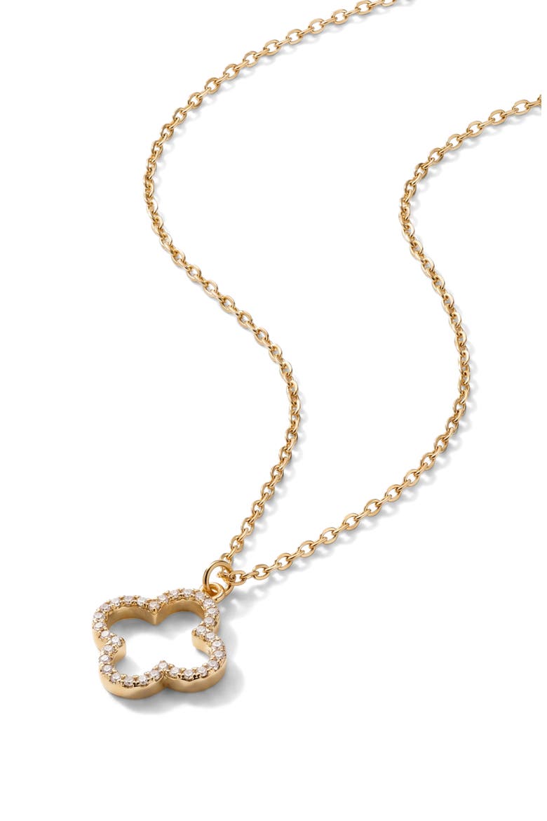 Cubic Zirconia Open Clover Pendant Necklace, Main, color, GOLD