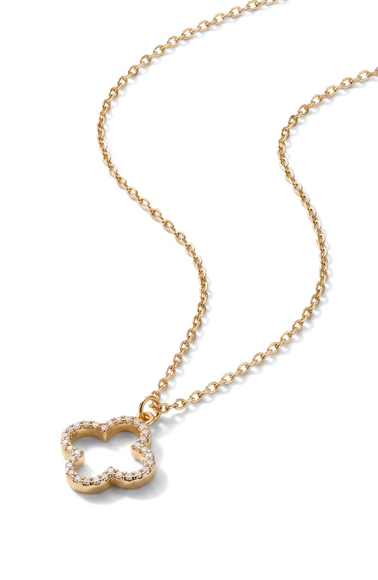 Argento Vivo Sterling Silver Cubic Zirconia Open Clover Pendant Necklace, Main, color, Gold