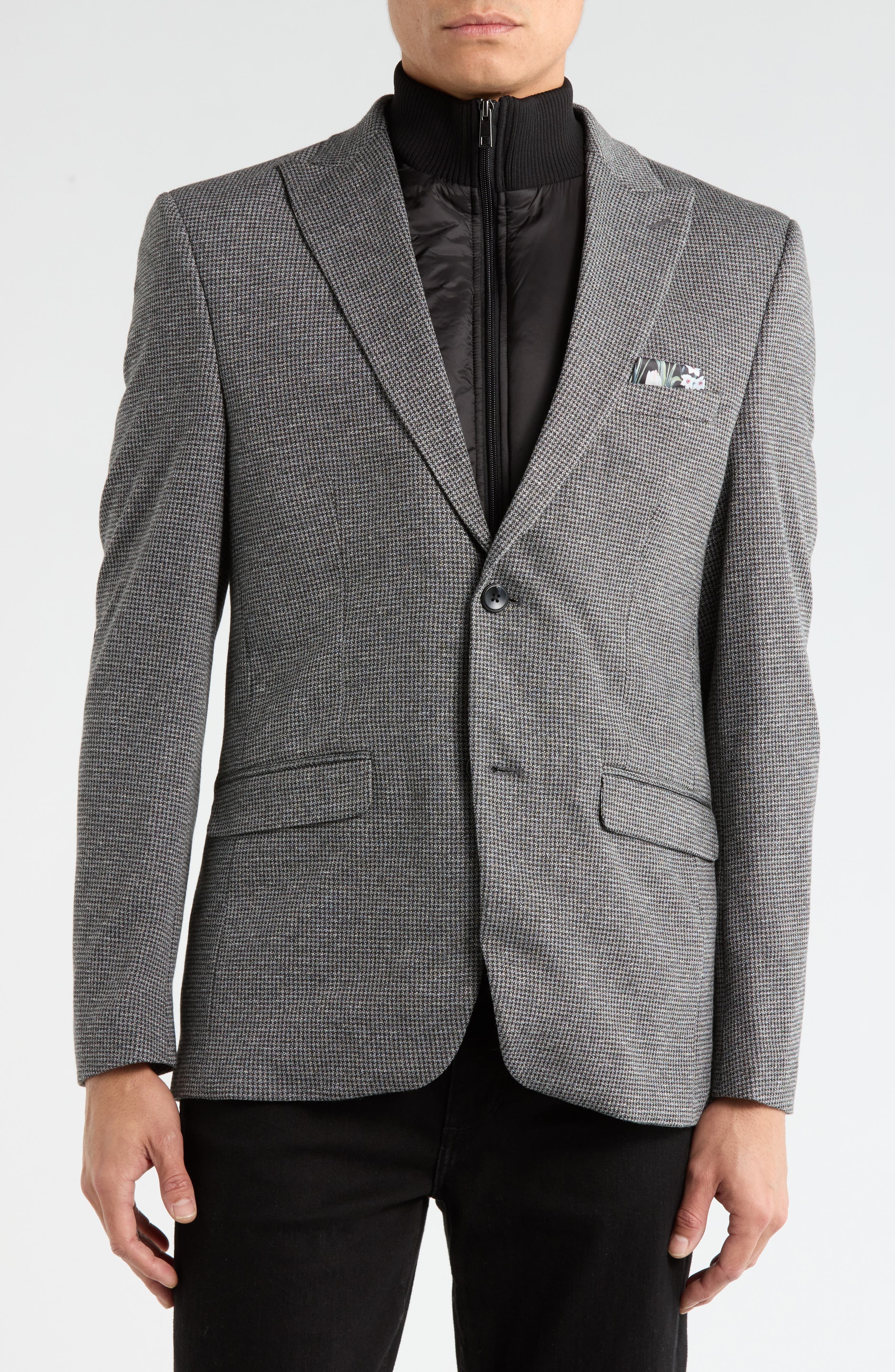SOUL OF LONDON Peak Lapel Sport Coat with Removable Dickey