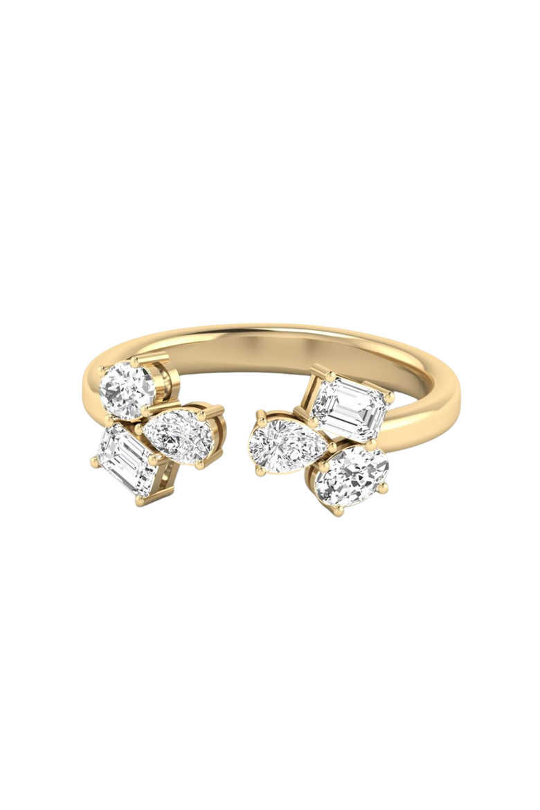 Open Multi Shape Cluster Lab Diamond Ring in 14K, Main, color, Yellow Gold