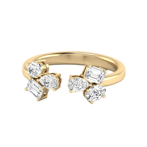 Open Multi Shape Cluster Lab Diamond Ring in 14K