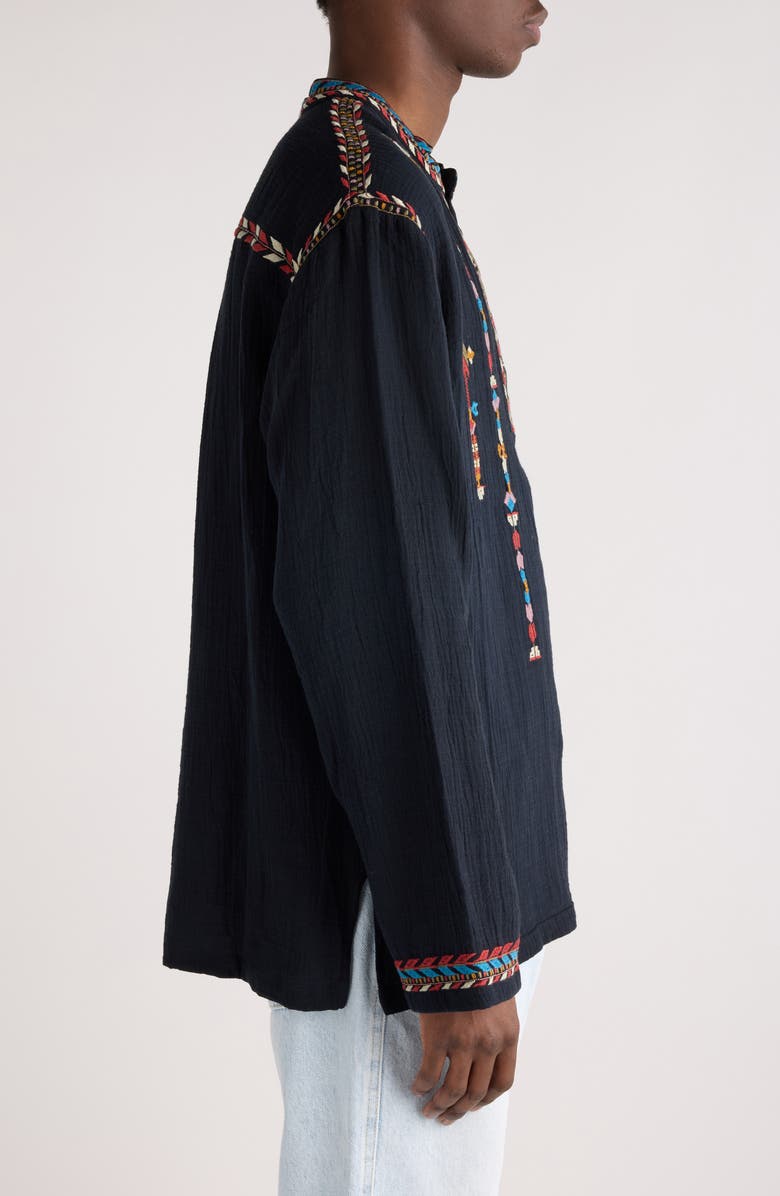 Isabel Marant Zakaria Embroidered Cotton Gauze Shirt, Alternate, color, 