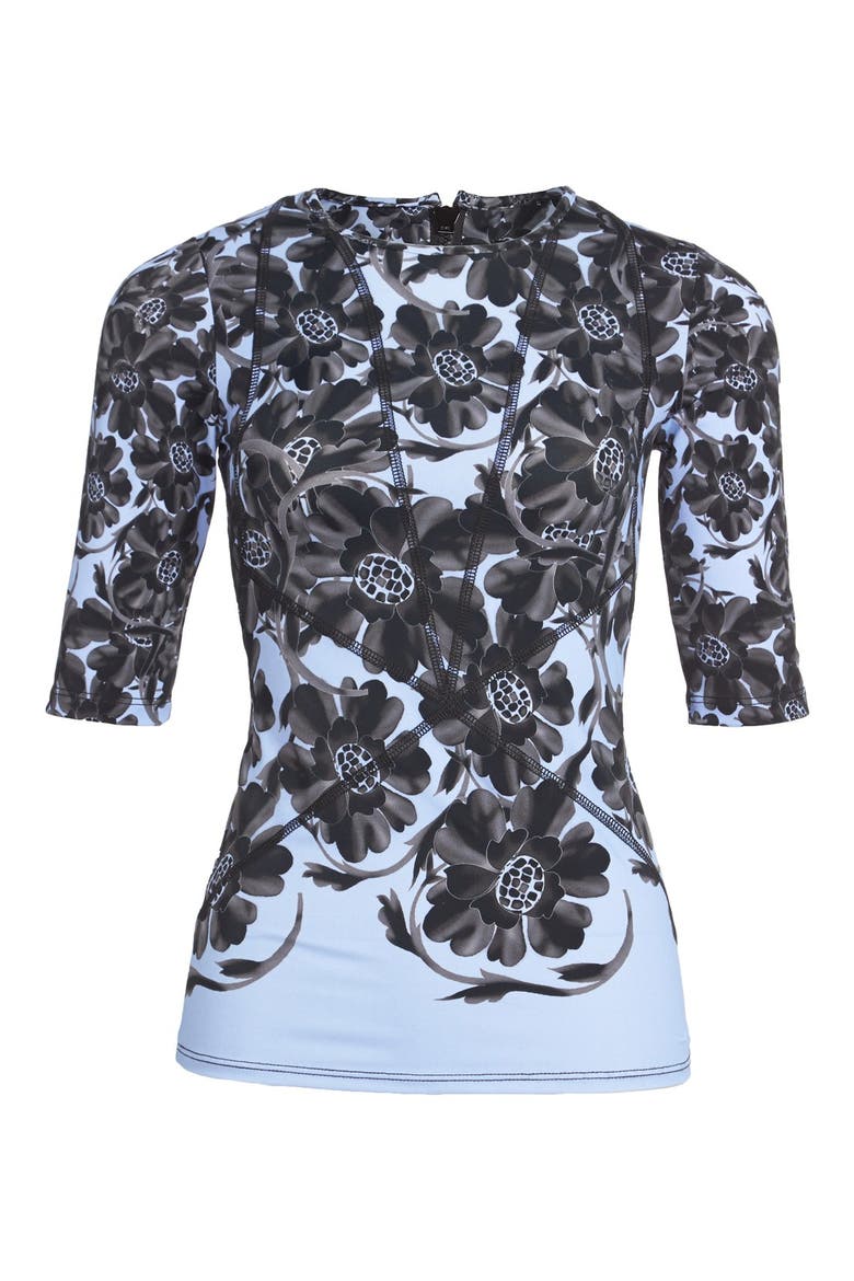 'Fashguard' Floral Print Rashguard, Main, color, BLUE FLOWER