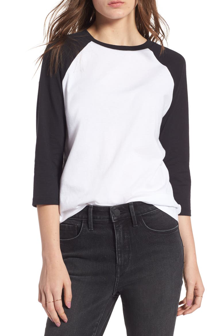 Baseball Tee, Main, color, WHITE- BLACK COMBO