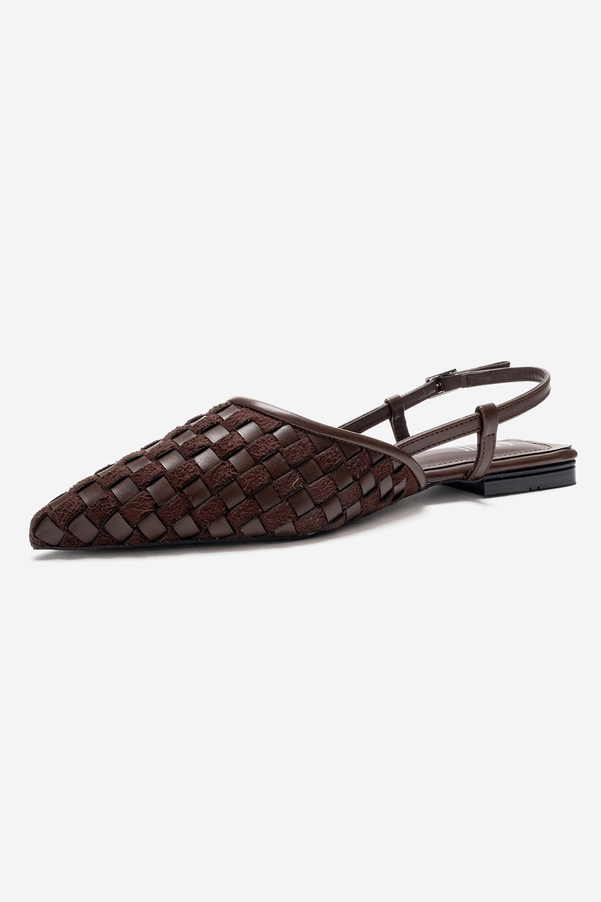 Chanda Pointed Toe Woven Sandal, Alternate, color, Brown