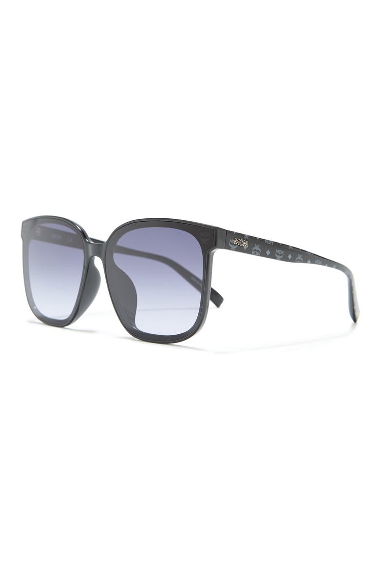 65mm Modified Square Sunglasses, Alternate, color, BLACK/ BLACK VISETOS