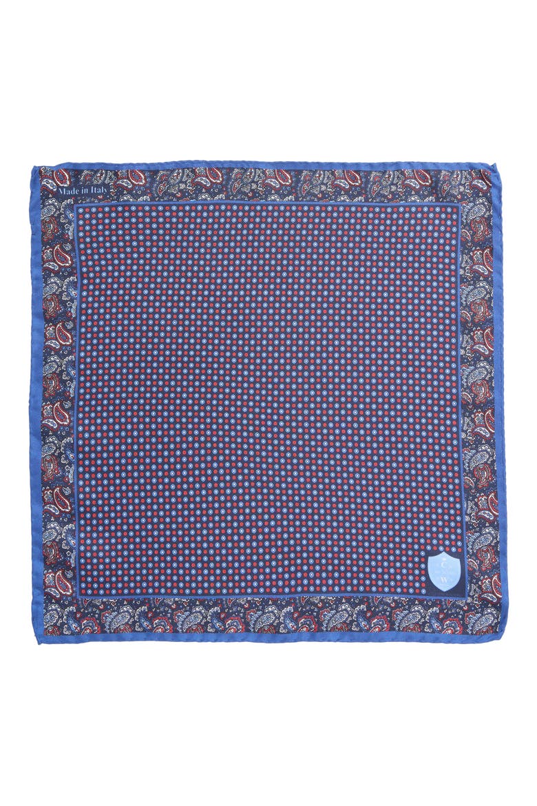 Paisley Silk Pocket Square, Alternate, color, BLUE