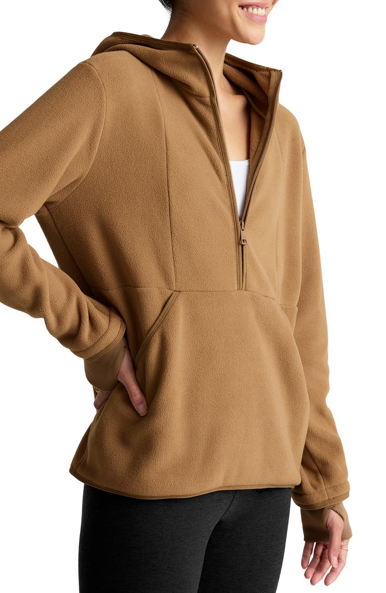 Beyond Yoga Activate Fleece Half Zip Pullover, Alternate, color, Deep Tan