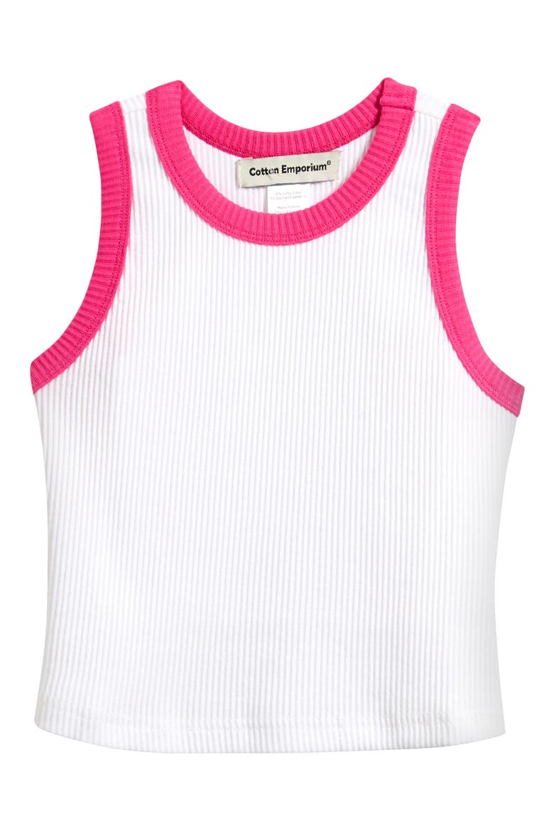 Kids' Rib Racerback Tank, Main, color, WHITE