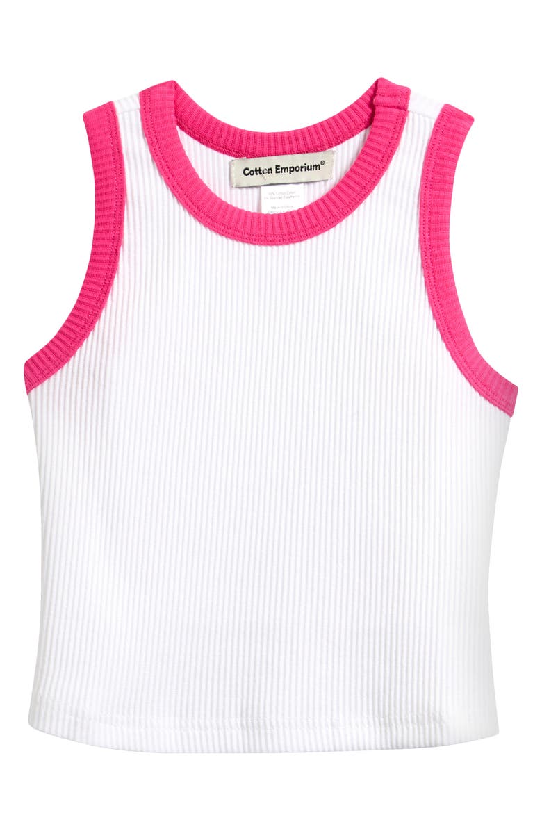 Cotton Emporium Kids' Rib Racerback Tank, Main, color, White