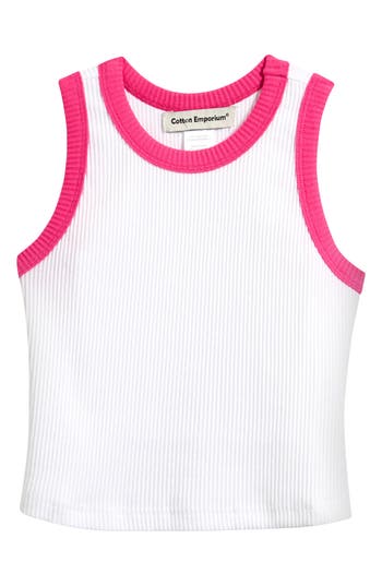 Cotton Emporium Kids' Rib Racerback Tank In White