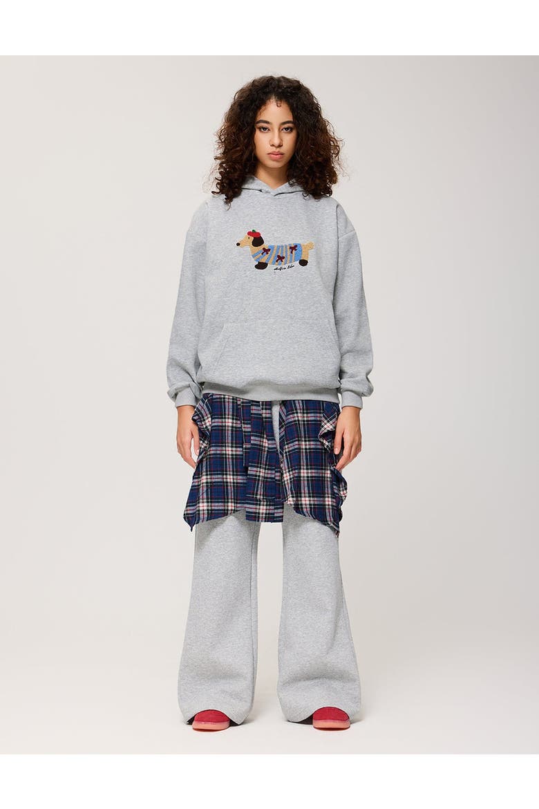 Cartoon Dachshund Hoodie, Main, color, Grey