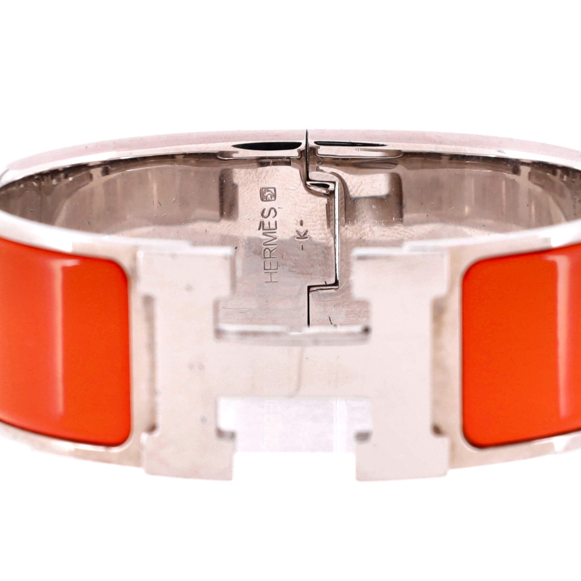 Pre-Owned Hermes Clic H Bracelet Enamel Wide, Alternate, color, Metallic