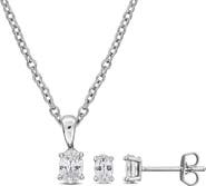 DELMAR Oval Cut Cubic Zirconia Earrings & Necklace Set