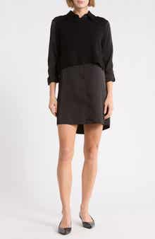 Layered Long Sleeve Shirtdress