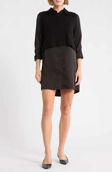 Layered Long Sleeve Shirtdress