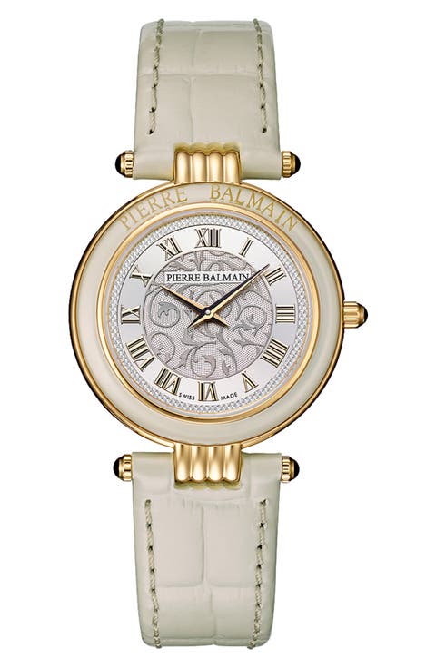 Haute Elegance Leather Strap Watch, 30mm