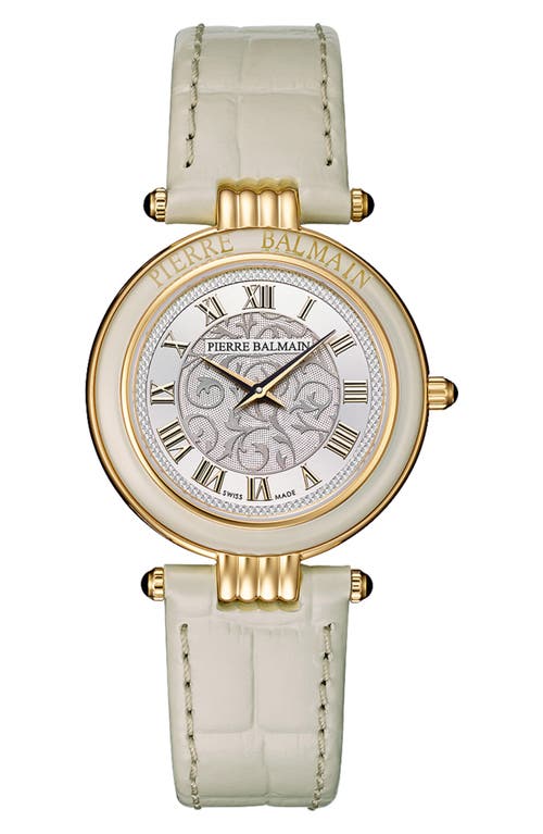 BALMAIN WATCHES Haute Elegance Leather Strap Watch, 30mm in Stainless Steel With Beige 