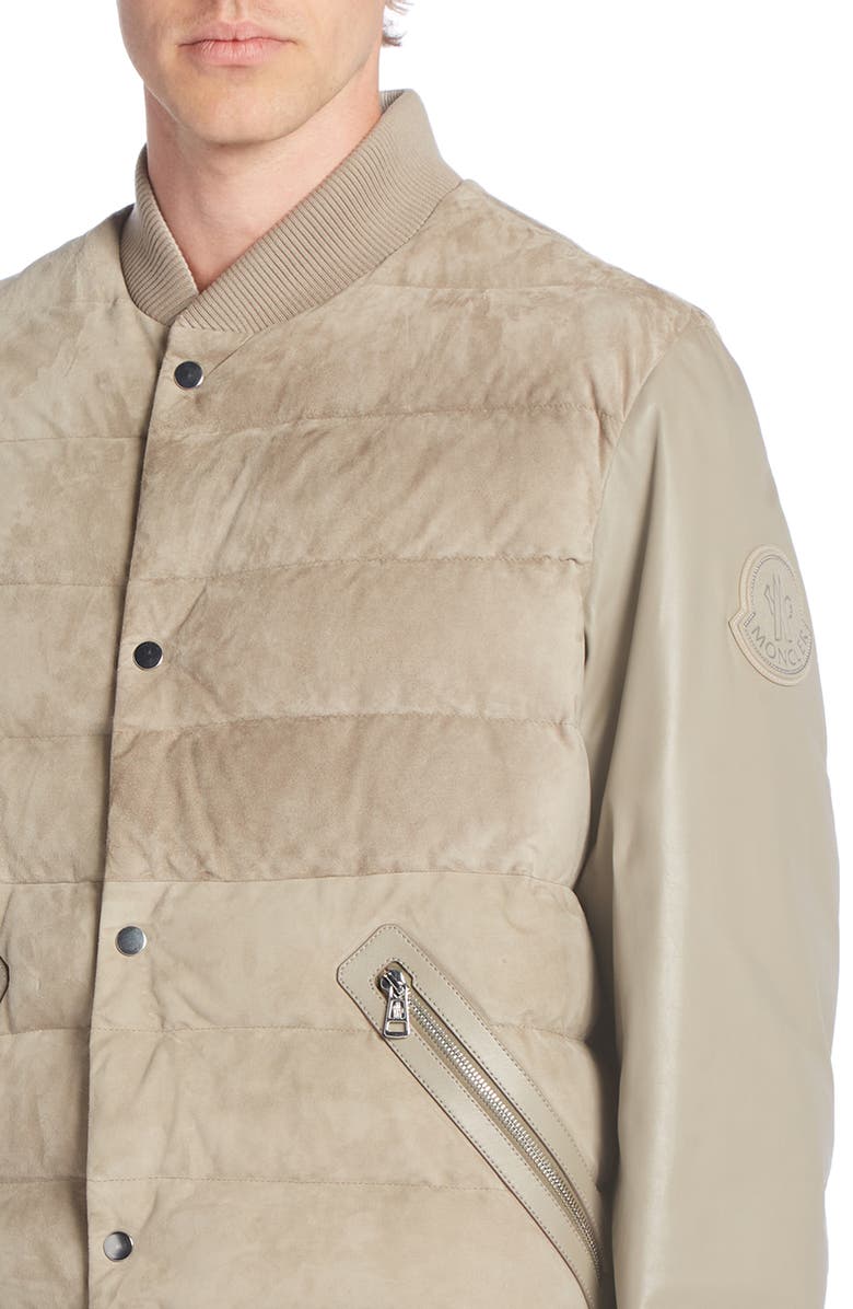 Moncler Chalanches Quilted Leather Down Jacket, Alternate, color, 