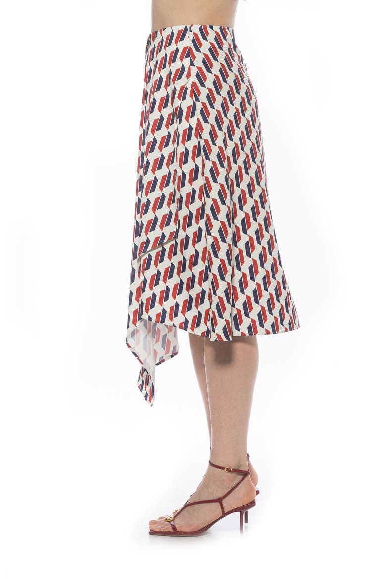 Jess Asymmetric Midi Skirt, Alternate, color, RED GEO