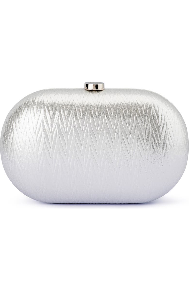 Olga Berg Izza Oval Frame Clutch, Main, color, Silver