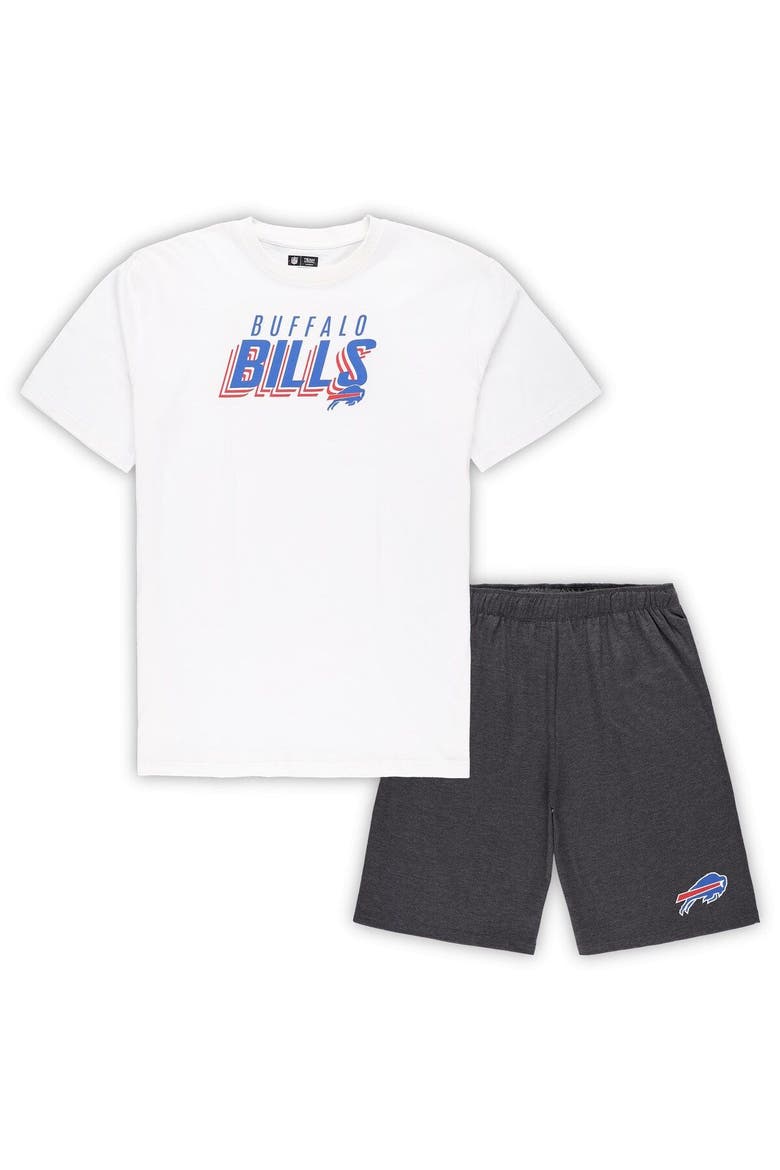 Men's Concepts Sport White/Charcoal Buffalo Bills Big & Tall T-Shirt and Shorts Set, Main, color, White