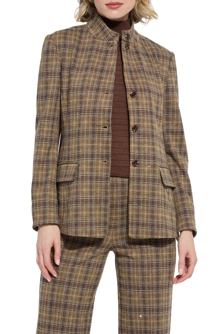 Marceline Brushed Jacquard Blazer, Main, color, BRIT BRUSHED PLAID