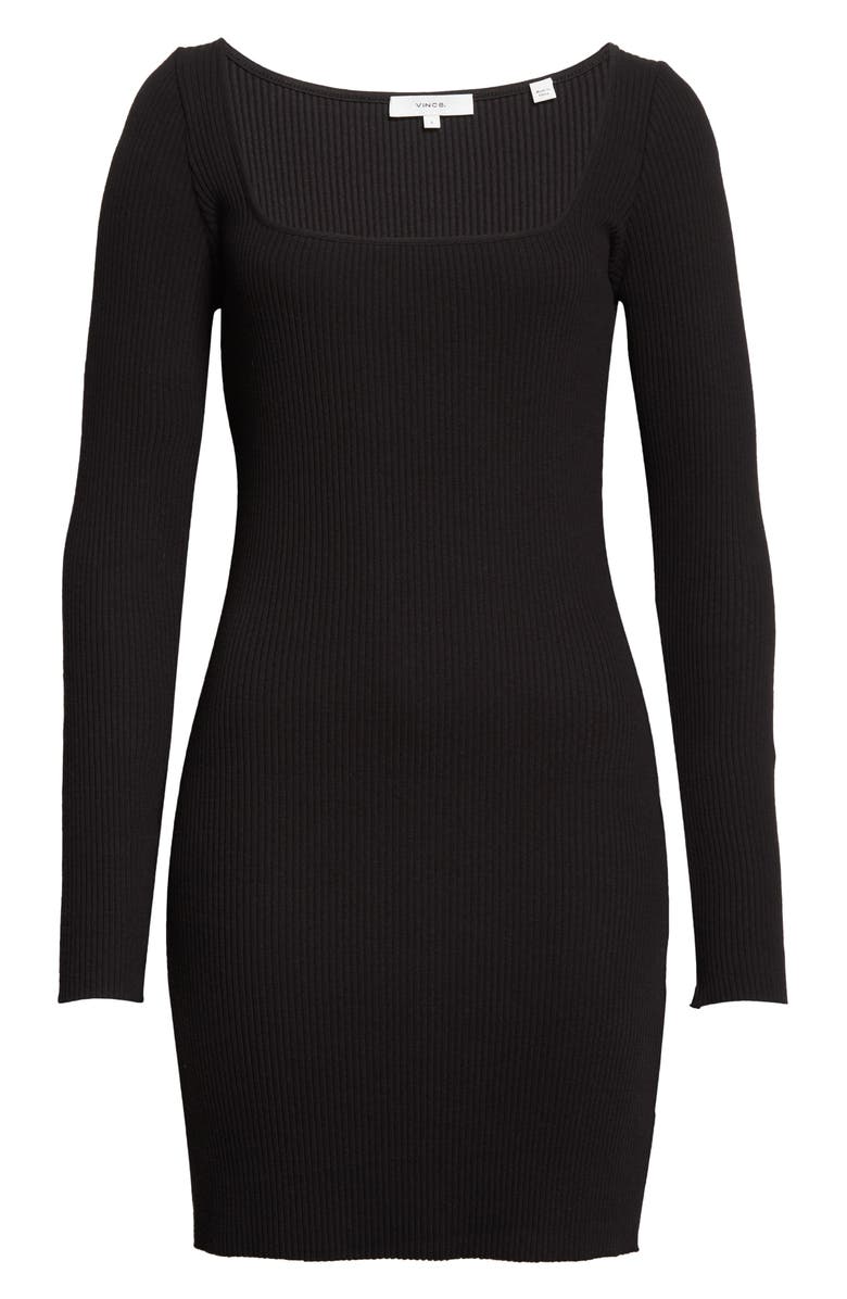 Vince Square Neck Long Sleeve Rib Dress, Alternate, color, 