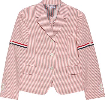 Thom browne ストライプセットアップ Thom Browne High Break Stripe Cotton Seersucker Blazer
