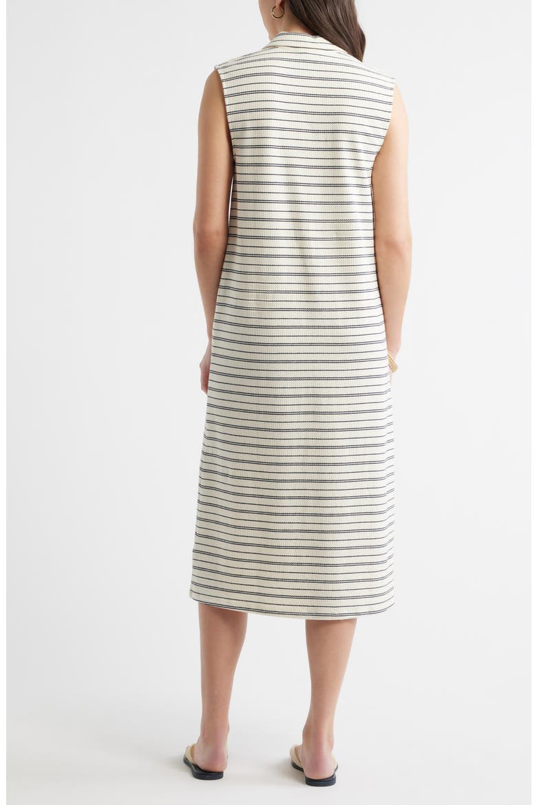 Jacquard Henley Midi Dress, Alternate, color, IVORY- NAVY STRIPE
