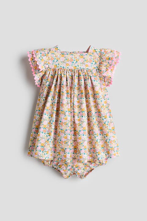 2-piece cotton dress and bloomers set