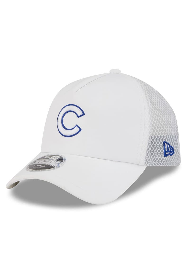 Men's New Era White Chicago Cubs 2026 Batting Practice Apex 9FORTY Adjustable Trucker Hat, Main, color, White