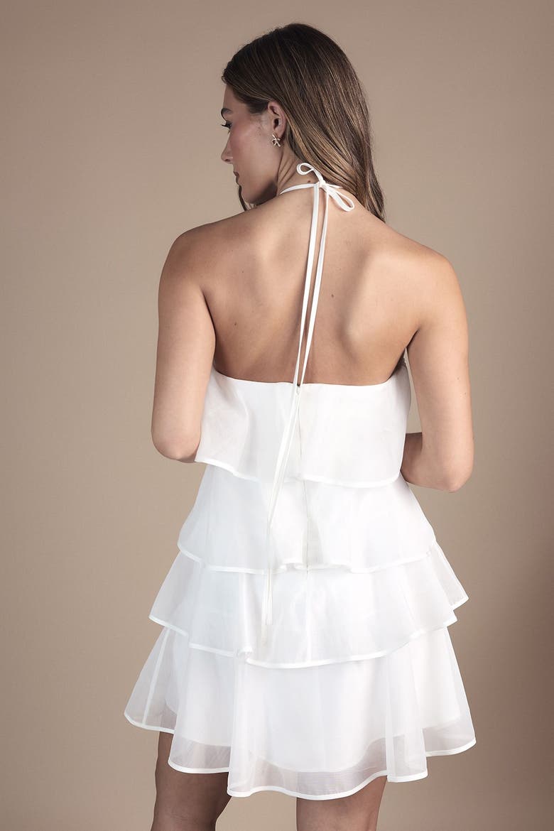 Corsage Halter Bridal Mini Dress, Alternate, color, Ivory