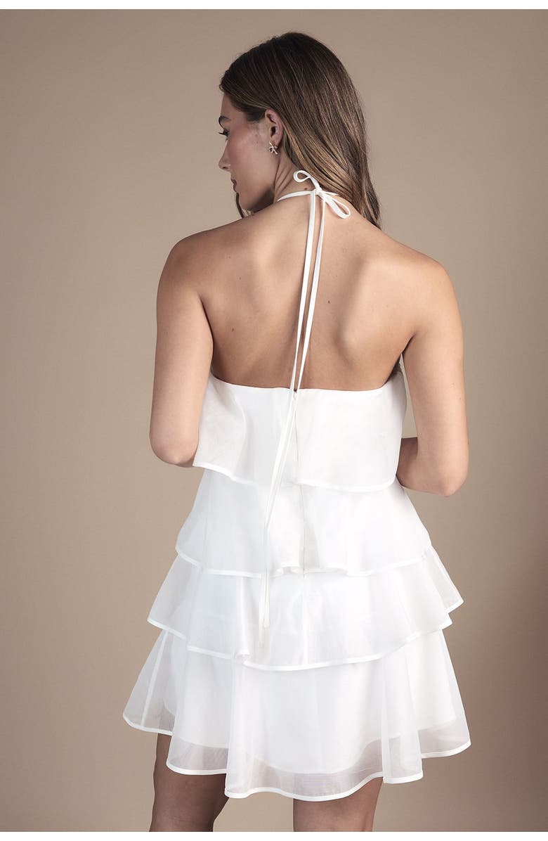 Coast Corsage Halter Bridal Mini Dress, Alternate, color, Ivory