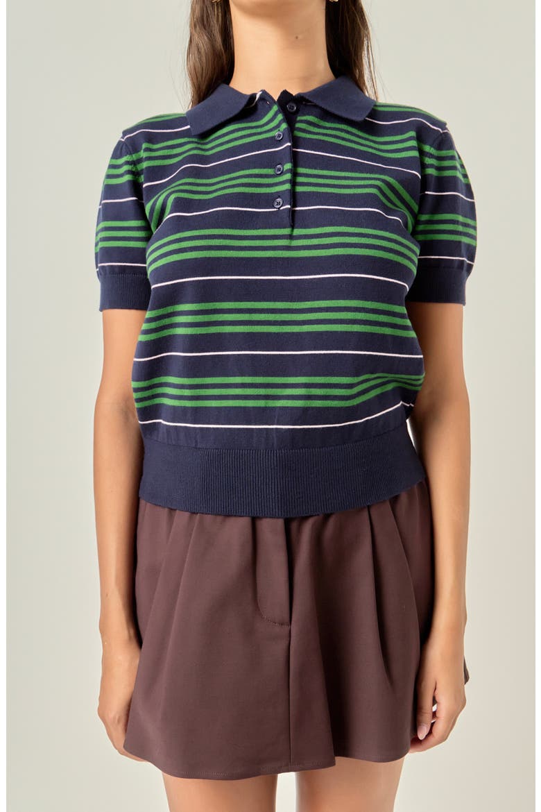 Stripe Polo Sweater, Alternate, color, NAVY/ MULTI