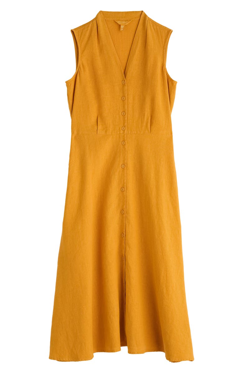 Seasalt Cornwall Carved Wood Sleeveless Linen Midi Dress, Alternate, color,