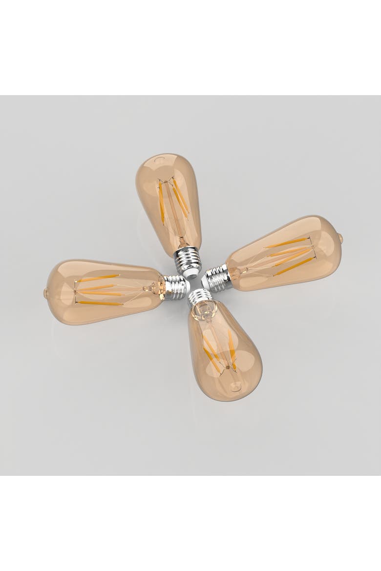 Vintage Non-Dimmable ST58-4W LED Edison Bulbs with E26 Base, 80+ CRI, Warm White 2700K, 350 Lumens, Tinted Amber, Main, color, Amber