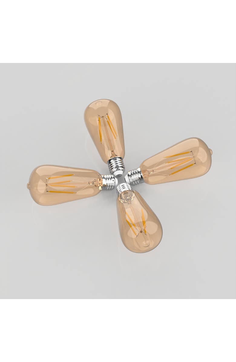 JONATHAN Y Vintage Non-Dimmable ST58-4W LED Edison Bulbs with E26 Base, 80+ CRI, Warm White 2700K, 350 Lumens, Tinted Amber, Main, color, Amber